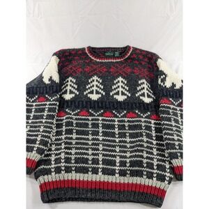 VINTAGE Boundary Waters Massive Chunk Thick Large Sweater Christmas Xmas  90s